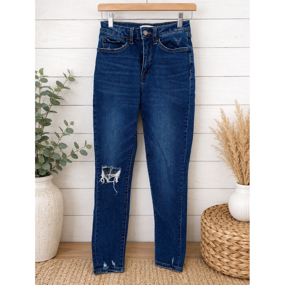 Vervet Skinny Jeans Womens 24 Blue Distressed High Rise VT1196